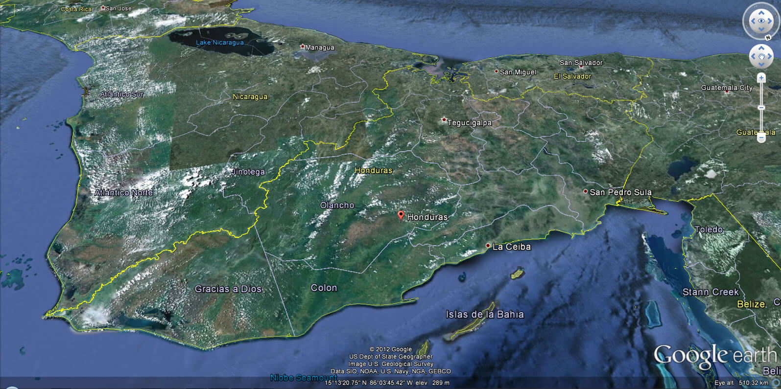 Honduras Erde Map